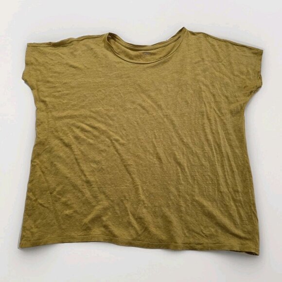 Eileen Fisher Top Womens 3X Yellow Mustard Tunic SS Round Neck Office Lagenlook - Picture 8 of 12